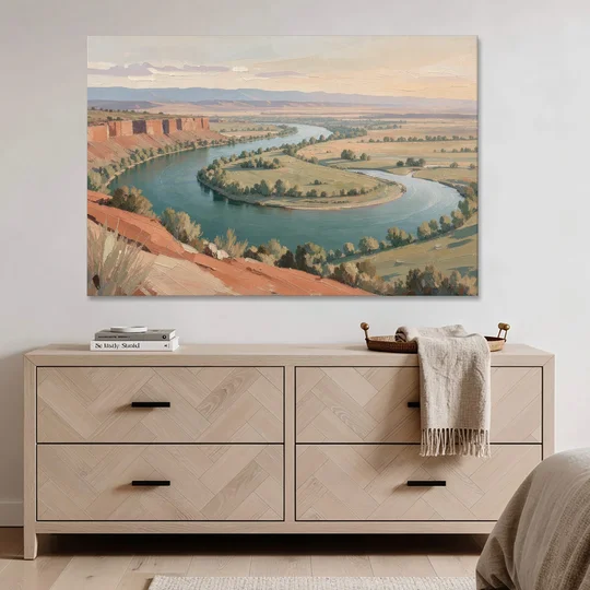 Large Teal River Horseshoe Bend for Above the Sofa - Canvas Wall Art - Coffee Table - 60x40