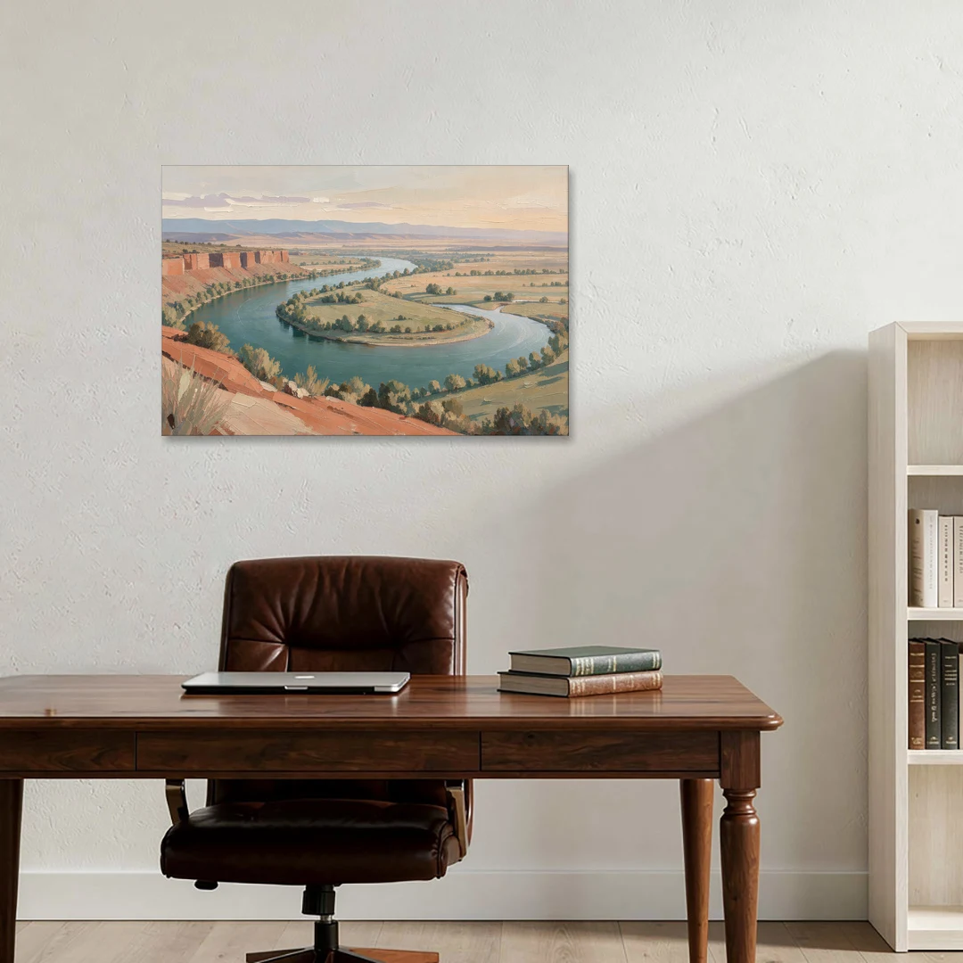 Large Teal River Horseshoe Bend for Above the Sofa - Canvas Wall Art - Office - 36x24