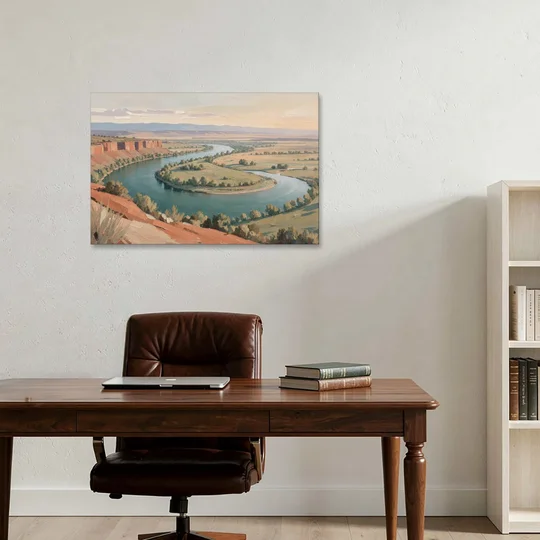 Large Teal River Horseshoe Bend for Above the Sofa - Canvas Wall Art - Office - 36x24