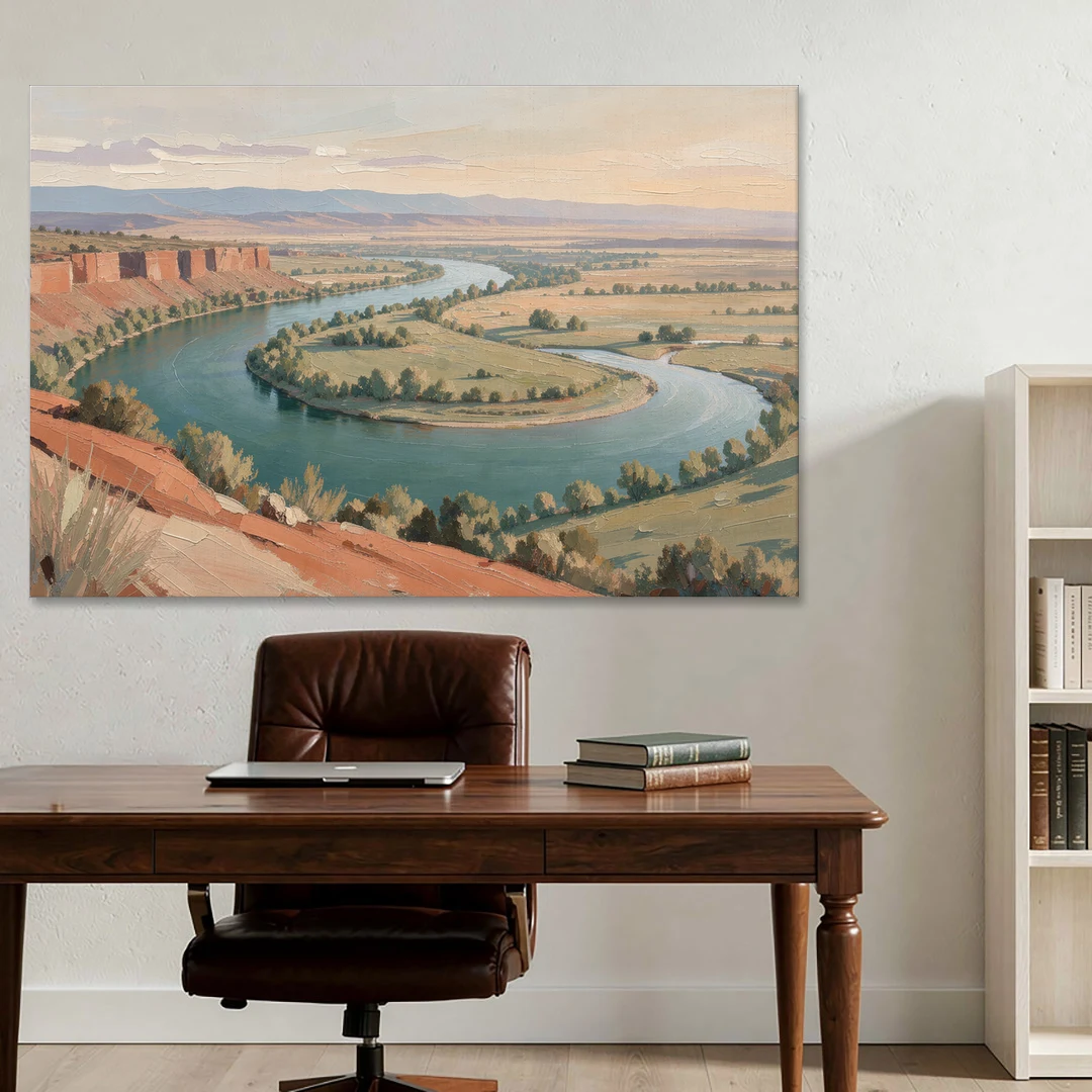 Large Teal River Horseshoe Bend for Above the Sofa - Canvas Wall Art - Office - 60x40