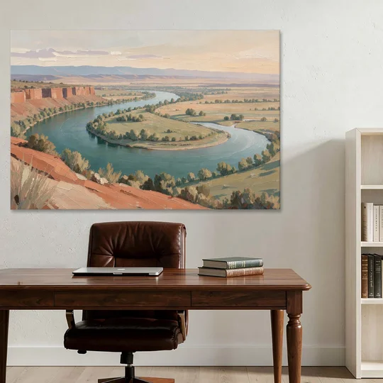 Large Teal River Horseshoe Bend for Above the Sofa - Canvas Wall Art - Office - 60x40