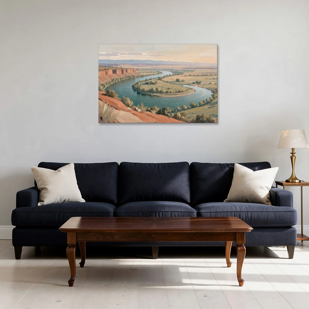 Large Teal River Horseshoe Bend for Above the Sofa - Canvas Wall Art - Sofa - 36x24