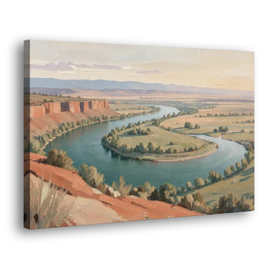 Large Teal River Horseshoe Bend for Above the Sofa - Canvas Wall Art - Side