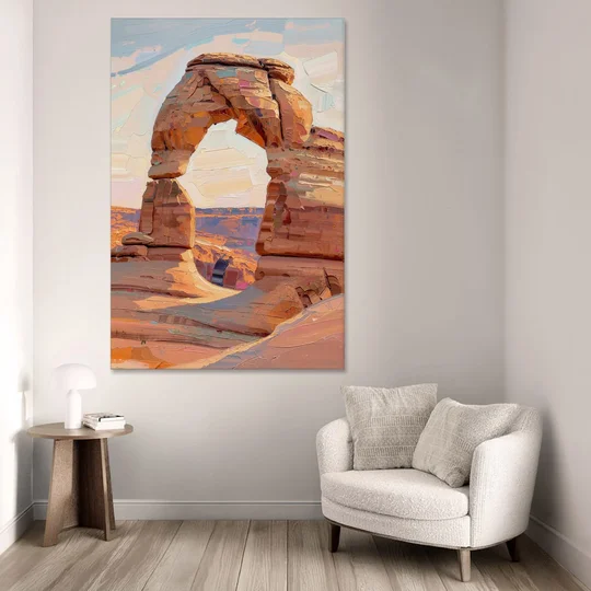 Large Textured Desert Sandstone Arch - Canvas Wall Art - Sofa - 40x60