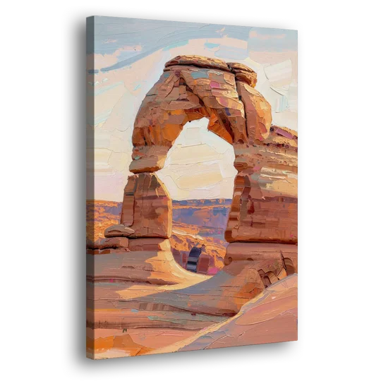 Large Textured Desert Sandstone Arch - Canvas Wall Art - Side
