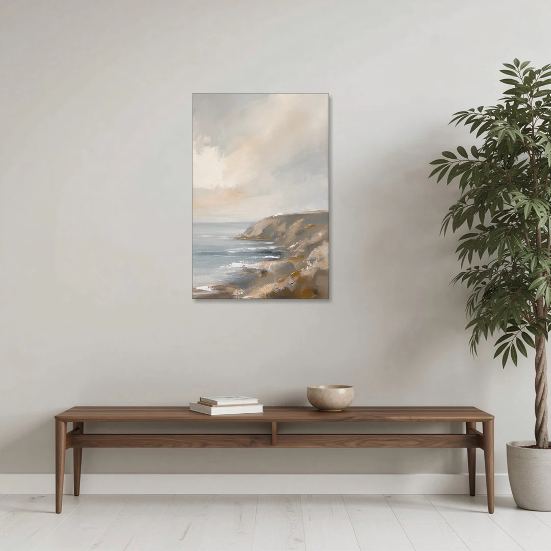 Large Vertical Wall Art of a Misty Coastal Cliff - Canvas Wall Art - Coffee Table - 24x36