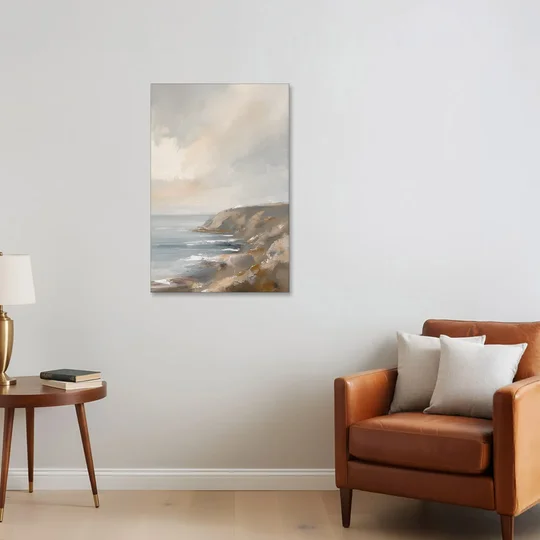 Large Vertical Wall Art of a Misty Coastal Cliff - Canvas Wall Art - Sofa - 24x36