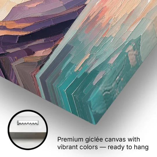 Large Wall Art Above Bed Fjord at Dusk - Canvas Wall Art - Gallery Wrap Corner