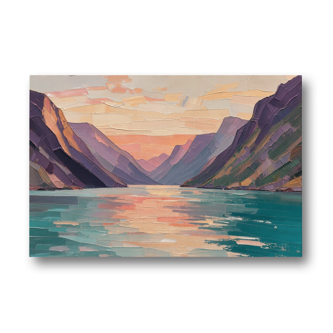 Large Wall Art Above Bed Fjord at Dusk - Canvas Wall Art - Front