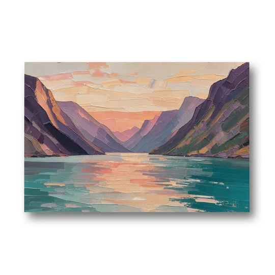Large Wall Art Above Bed Fjord at Dusk - Canvas Wall Art - Front