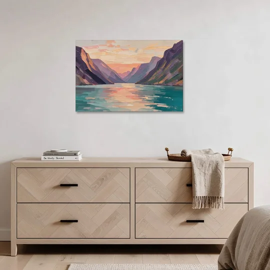 Large Wall Art Above Bed Fjord at Dusk - Canvas Wall Art - Coffee Table - 36x24