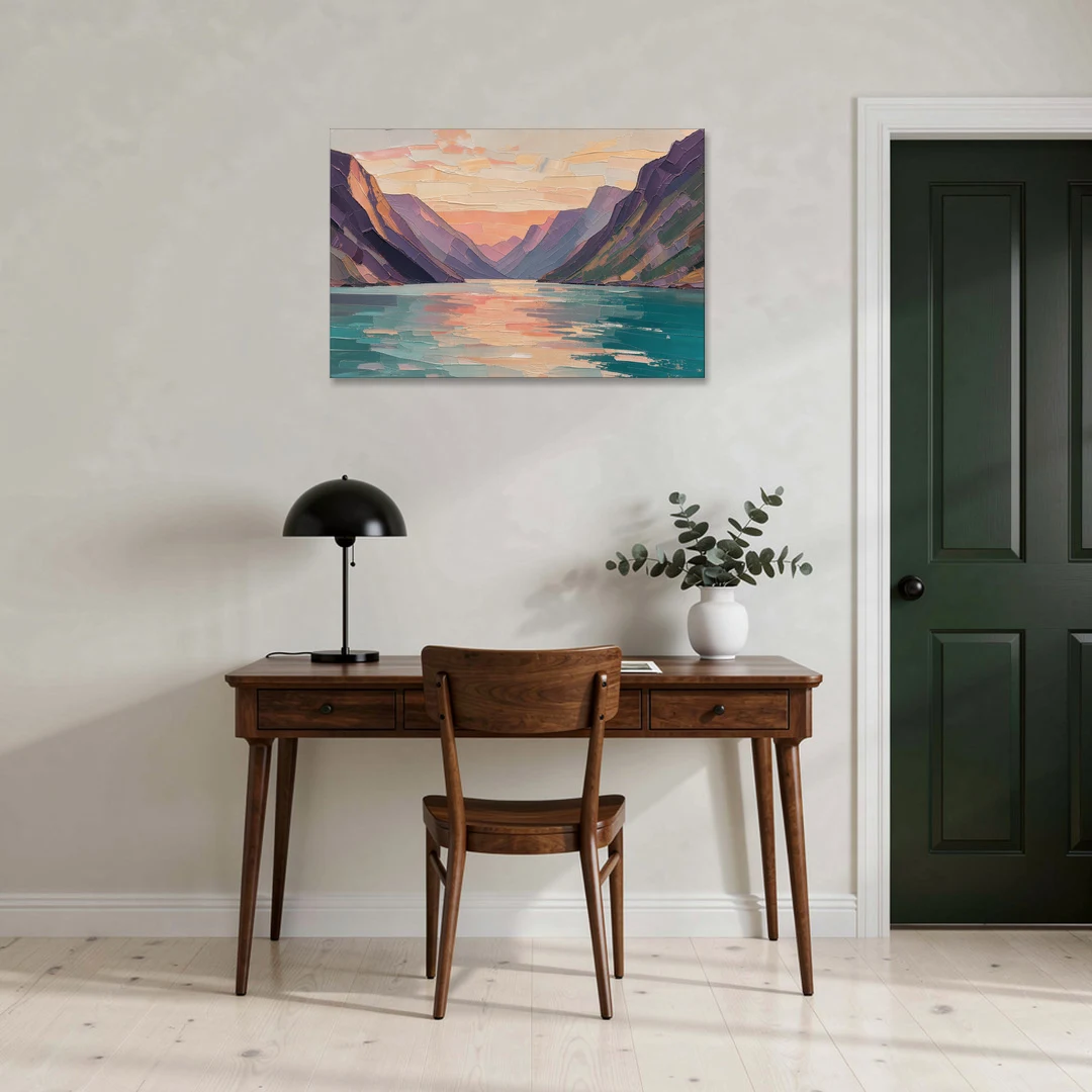 Large Wall Art Above Bed Fjord at Dusk - Canvas Wall Art - Office - 36x24