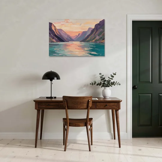 Large Wall Art Above Bed Fjord at Dusk - Canvas Wall Art - Office - 36x24