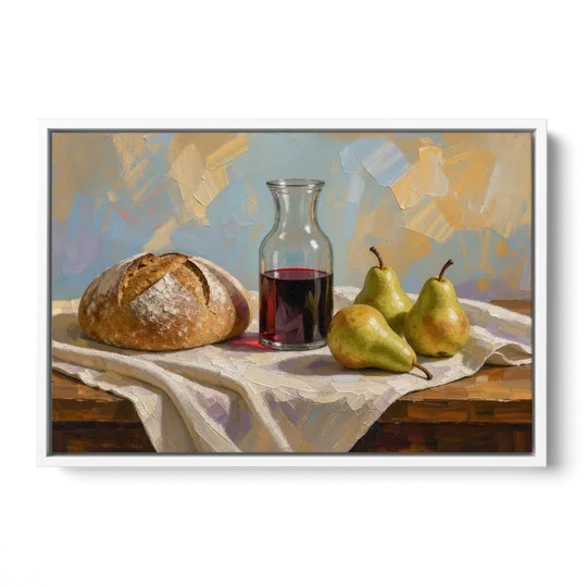 Large Wall Art for Dining Room Still Life - White Framed Canvas Wall Art - Front
