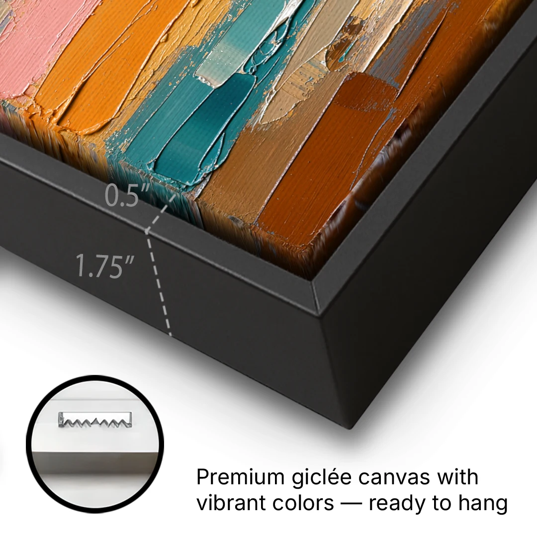 Large Wall Decor for Living Room Amber Field - Black Framed Canvas Wall Art - Gallery Wrap Corner