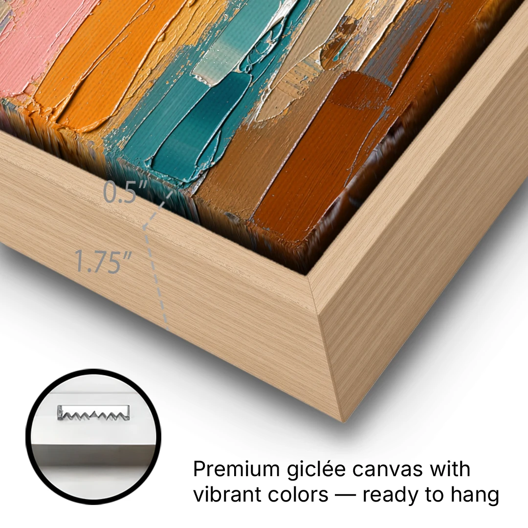 Large Wall Decor for Living Room Amber Field - Oak Framed Canvas Wall Art - Gallery Wrap Corner