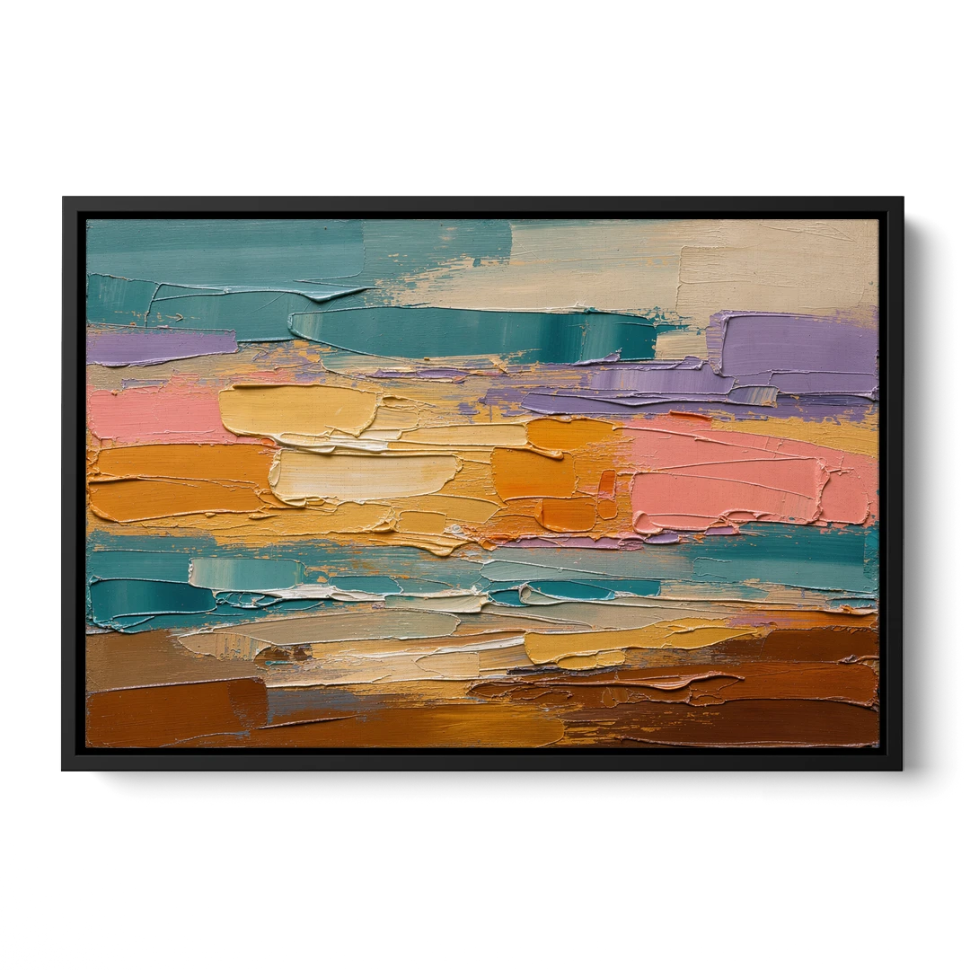 Large Wall Decor for Living Room Amber Field - Black Framed Canvas Wall Art - Front