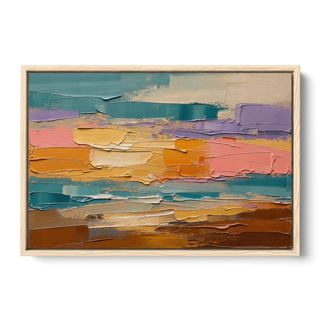 Large Wall Decor for Living Room Amber Field - Oak Framed Canvas Wall Art - Front