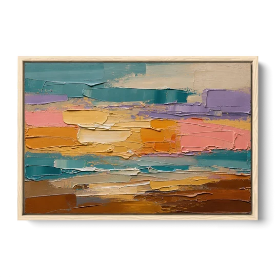 Large Wall Decor for Living Room Amber Field - Oak Framed Canvas Wall Art - Front
