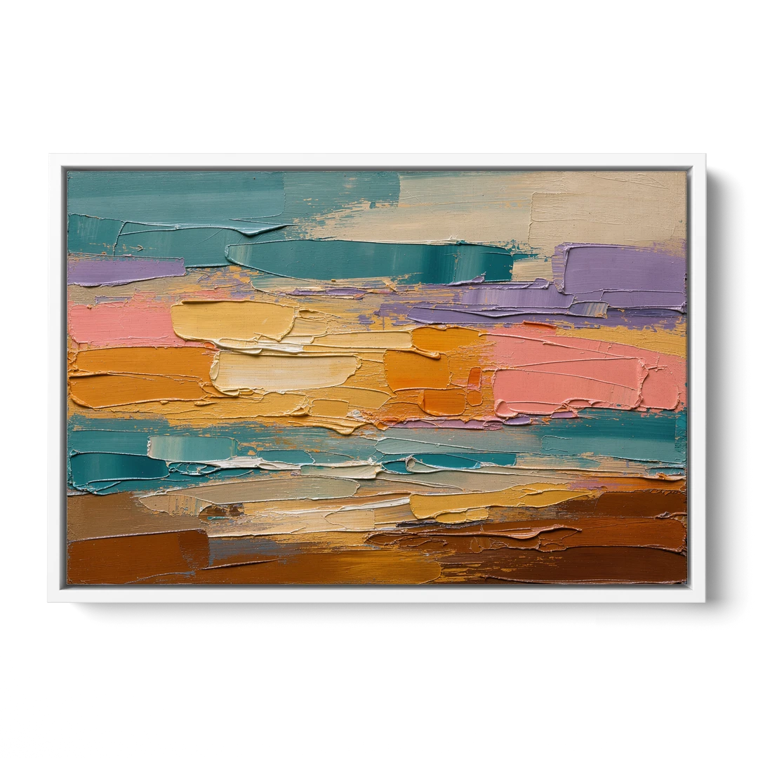 Large Wall Decor for Living Room Amber Field - White Framed Canvas Wall Art - Front