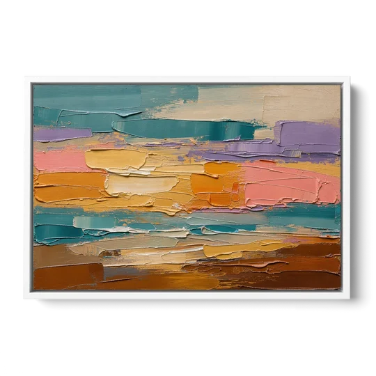 Large Wall Decor for Living Room Amber Field - White Framed Canvas Wall Art - Front