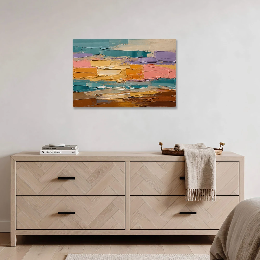 Large Wall Decor for Living Room Amber Field - Canvas Wall Art - Coffee Table - 36x24