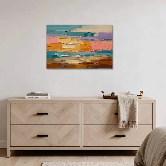 Large Wall Decor for Living Room Amber Field - Canvas Wall Art - Coffee Table - 36x24