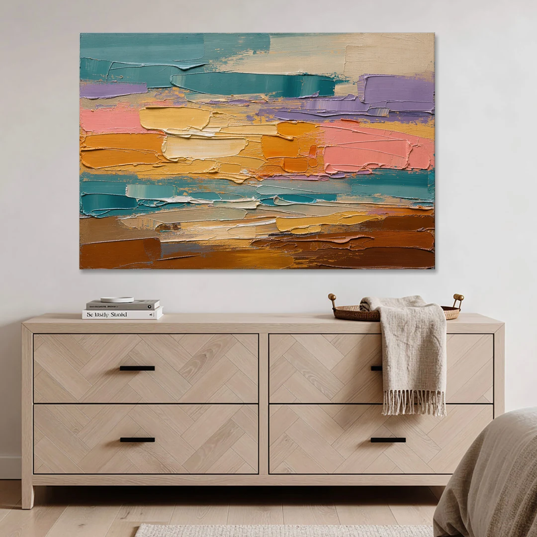 Large Wall Decor for Living Room Amber Field - Canvas Wall Art - Coffee Table - 60x40