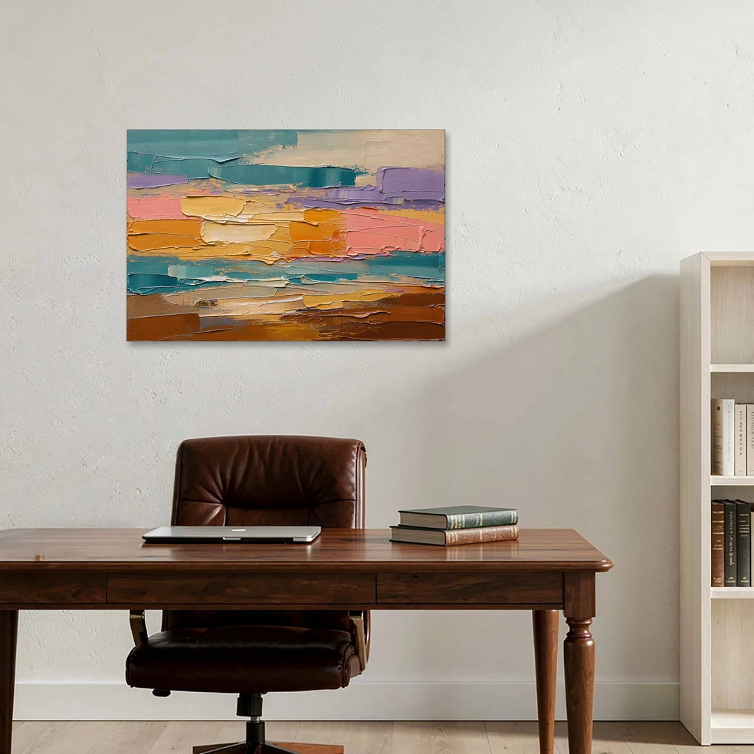 Large Wall Decor for Living Room Amber Field - Canvas Wall Art - Office - 36x24