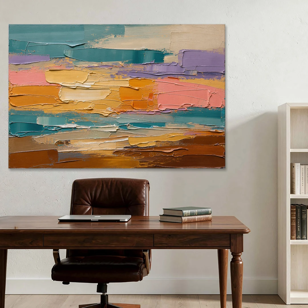 Large Wall Decor for Living Room Amber Field - Canvas Wall Art - Office - 60x40
