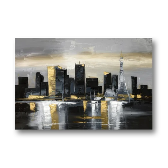 Las Vegas Black And White Skyline - Canvas Wall Art - Front