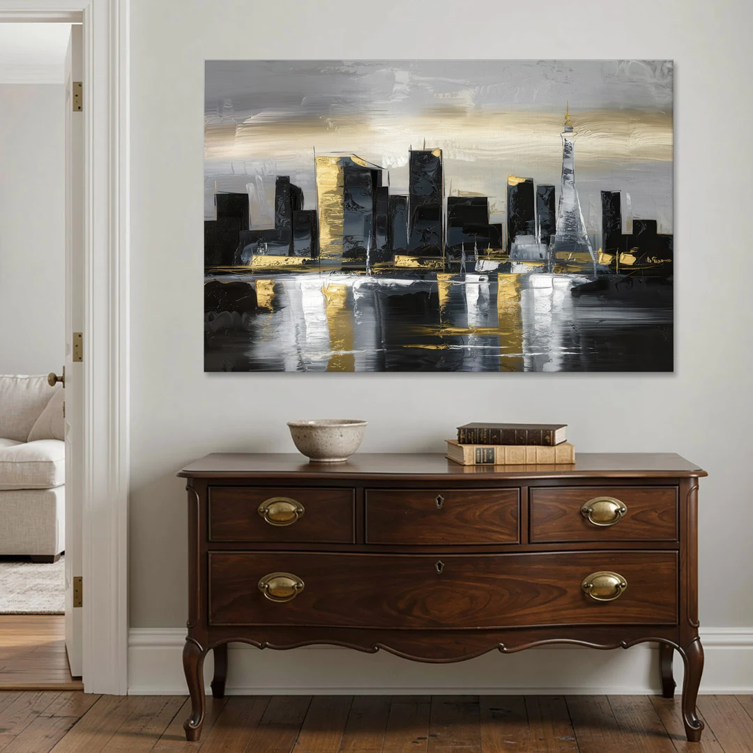Las Vegas Black And White Skyline - Canvas Wall Art - Coffee Table - 60x40