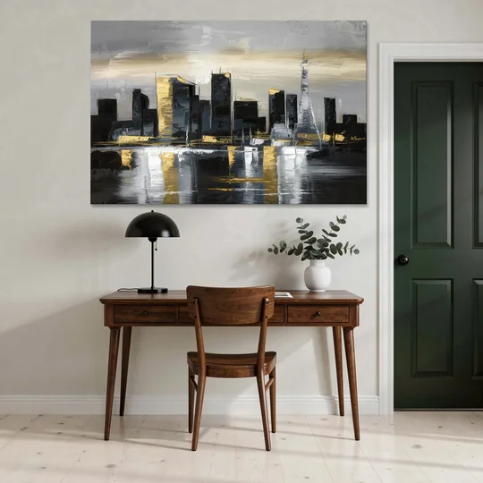 Las Vegas Black And White Skyline - Canvas Wall Art - Office - 60x40