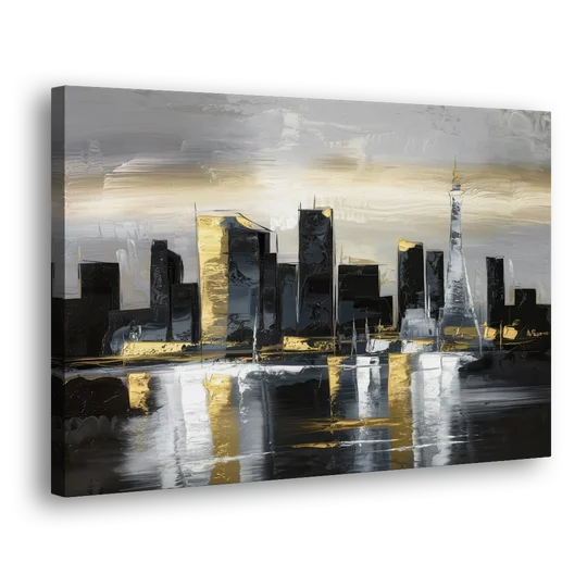 Las Vegas Black And White Skyline - Canvas Wall Art - Side