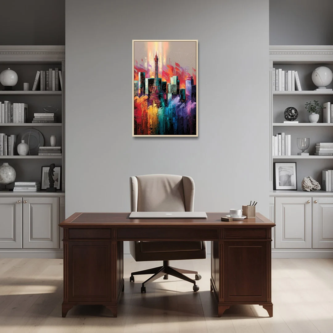 Las Vegas City Skyline - Oak Framed Canvas Wall Art - Office - 24x36