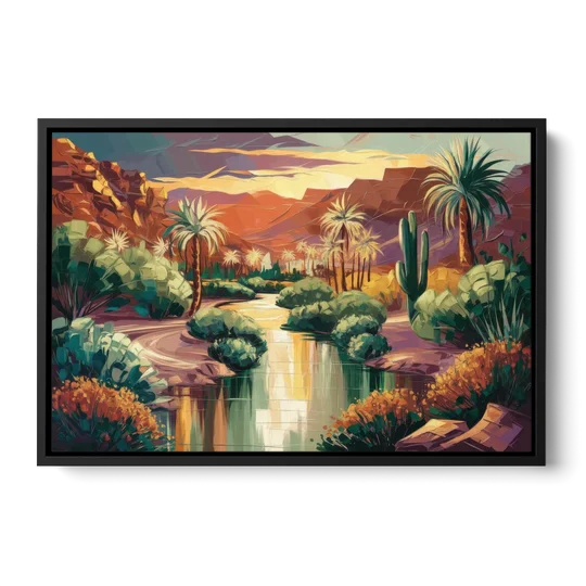 Las Vegas Desert Oasis - Black Framed Canvas Wall Art - Front