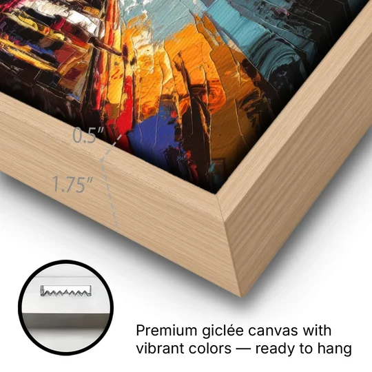 Las Vegas Fremont Street - Oak Framed Canvas Wall Art - Gallery Wrap Corner
