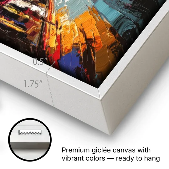 Las Vegas Fremont Street - White Framed Canvas Wall Art - Gallery Wrap Corner