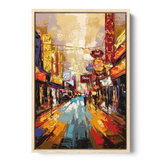 Las Vegas Fremont Street - Oak Framed Canvas Wall Art - Front