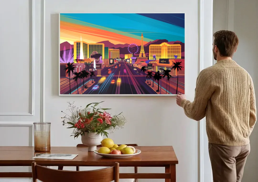Las Vegas Iconic Strip Experience canvas wall art above a dining table