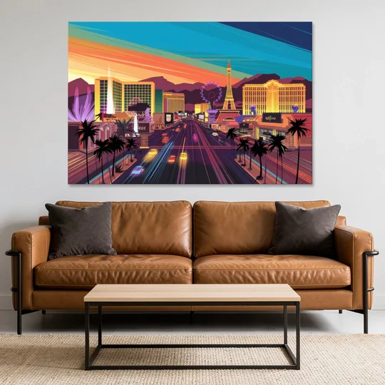 Las Vegas Iconic Strip Experience - Canvas Wall Art - Sofa - 60x40