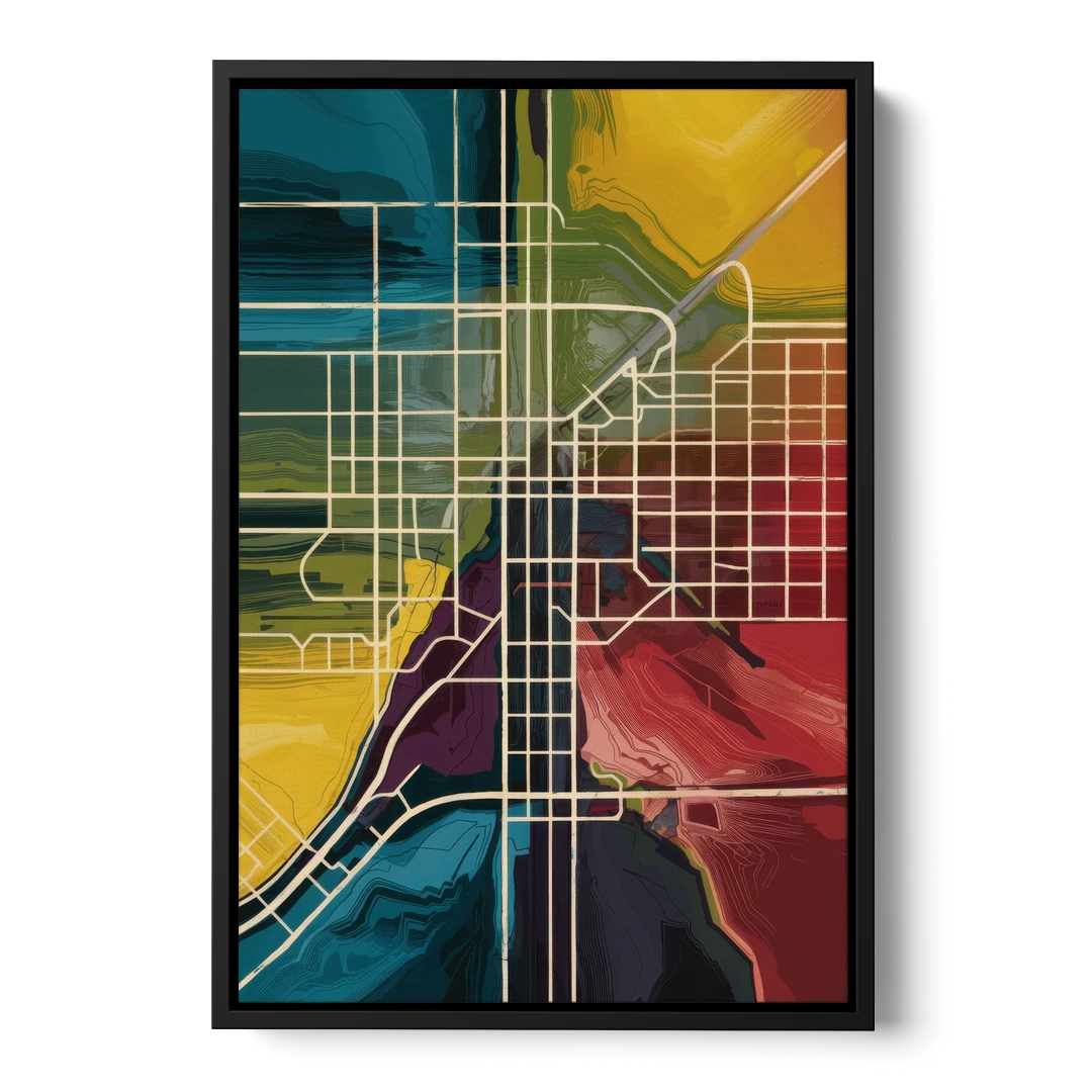 Las Vegas Map Design - Black Framed Canvas Wall Art - Front