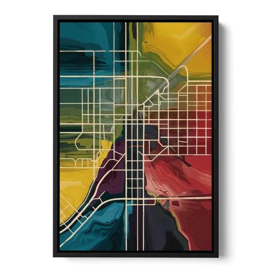 Las Vegas Map Design - Black Framed Canvas Wall Art - Front