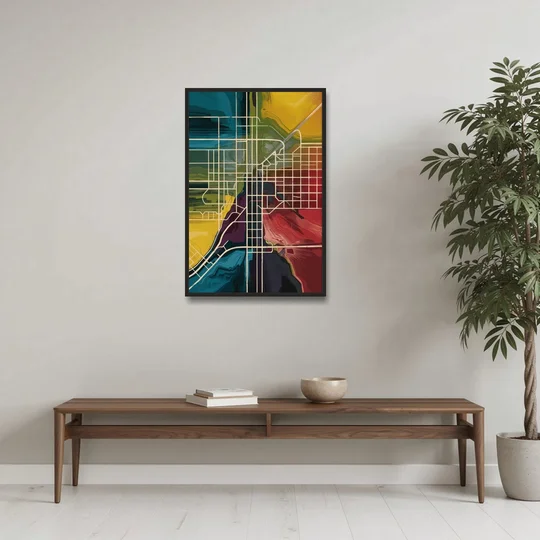 Las Vegas Map Design - Black Framed Canvas Wall Art - Coffee Table - 24x36