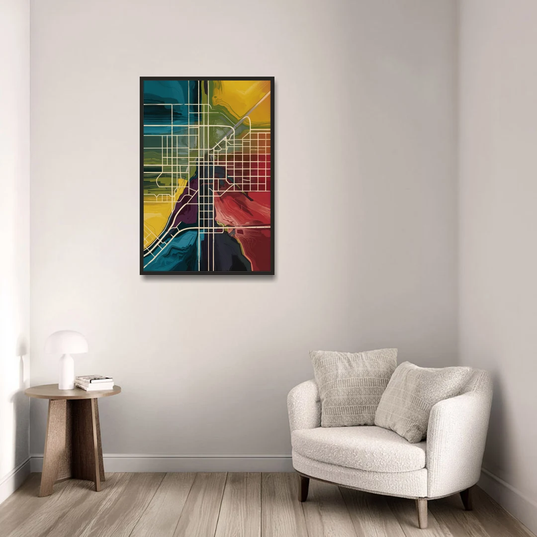 Las Vegas Map Design - Black Framed Canvas Wall Art - Sofa - 24x36