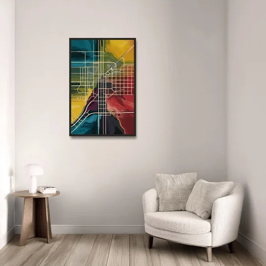 Las Vegas Map Design - Black Framed Canvas Wall Art - Sofa - 24x36