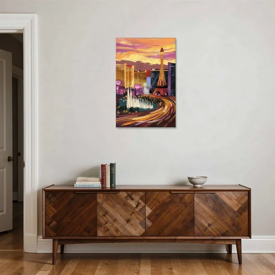 Las Vegas Skyline at Sunset - Canvas Wall Art - Coffee Table - 24x36