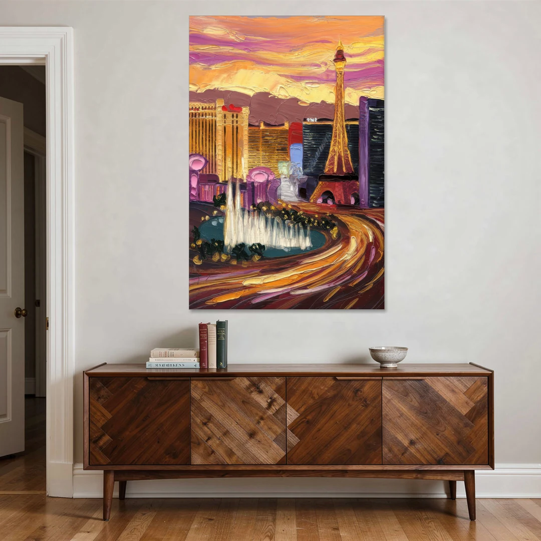 Las Vegas Skyline at Sunset - Canvas Wall Art - Coffee Table - 40x60