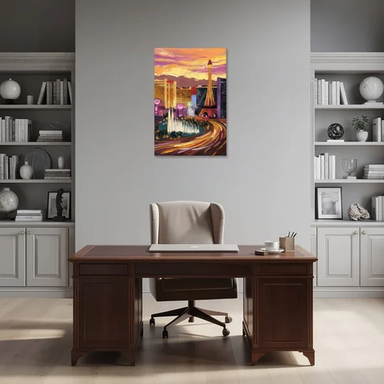 Las Vegas Skyline at Sunset - Canvas Wall Art - Office - 24x36