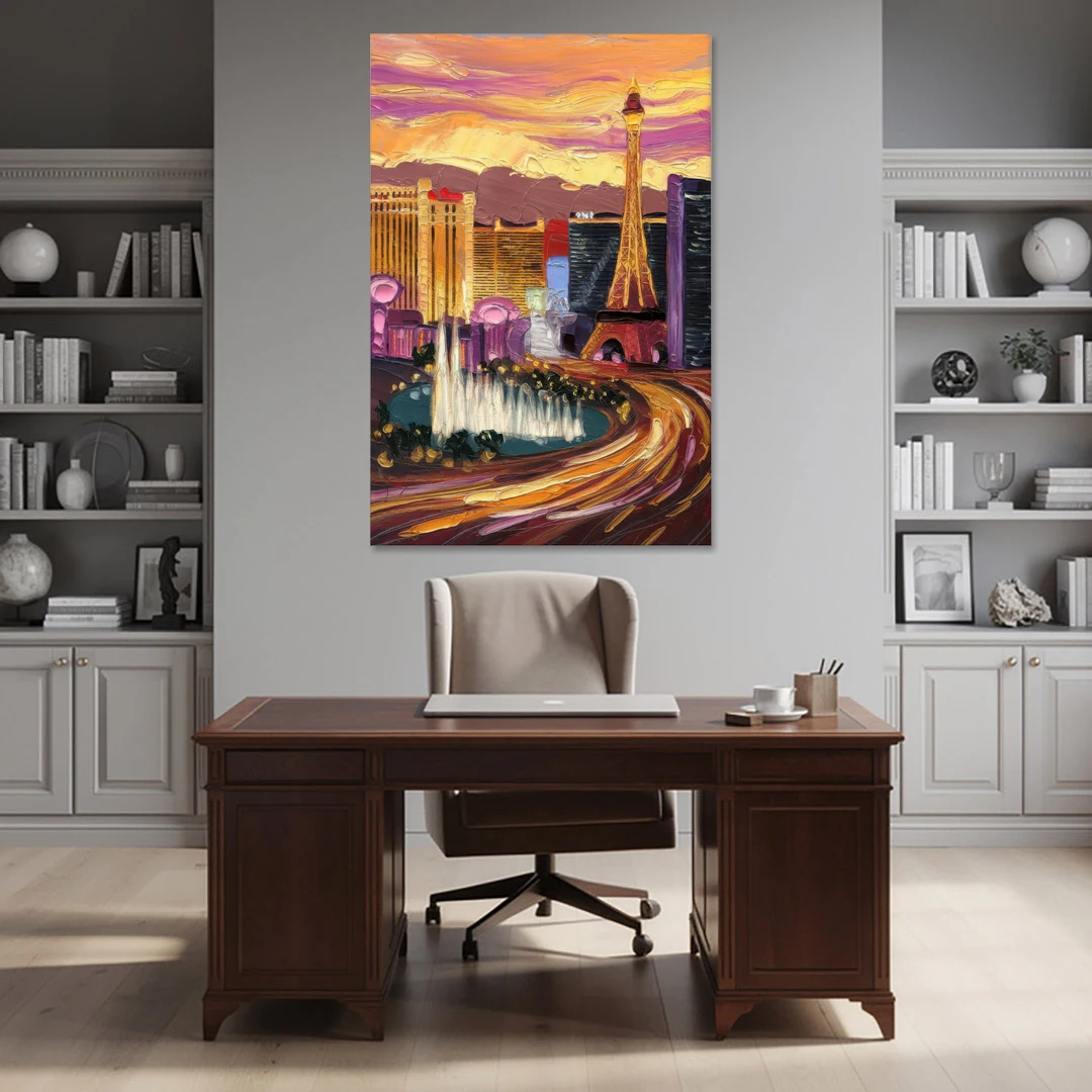 Las Vegas Skyline at Sunset - Canvas Wall Art - Office - 40x60